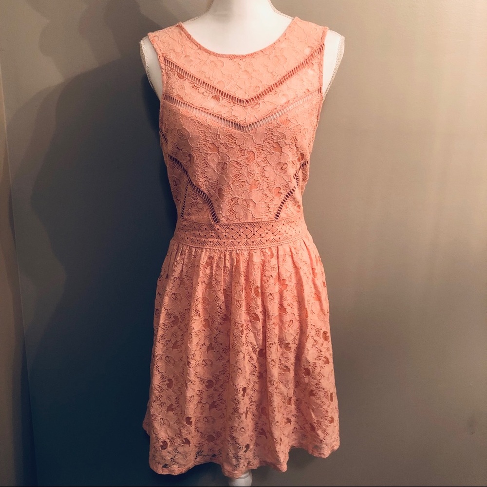 Pink Floral Lace Summer Dress
